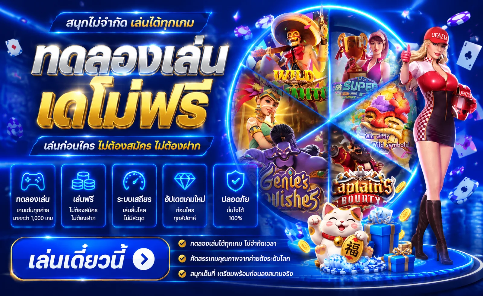 ทดลองเล่นสล็อตฟรี UFA713 รวมเกมหลายค่าย